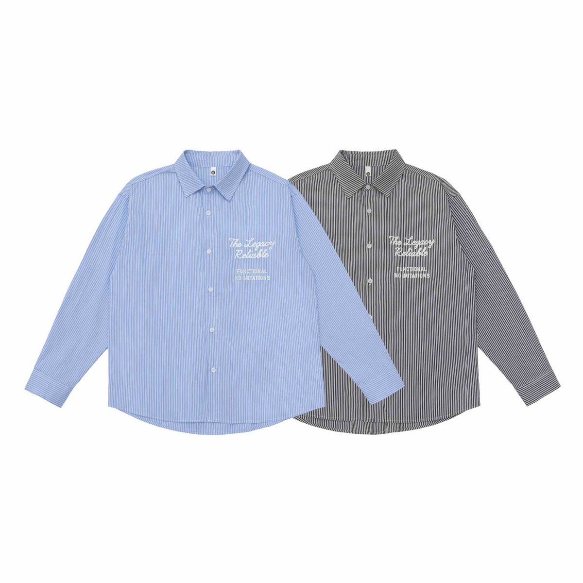 Unisex Oversize Stripe Shirt with Stitch Detail and Kent Collar EVA-US