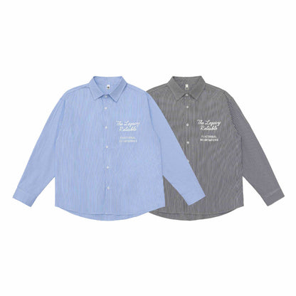 Unisex Oversize Stripe Shirt with Stitch Detail and Kent Collar EVA-US