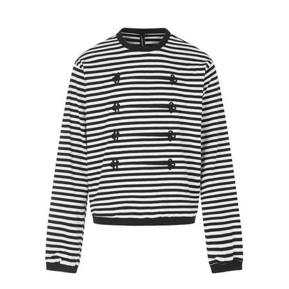 Women Striped Sweatshirt with Maritime Knot Applications EVA-US