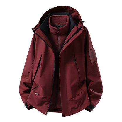 Unisex waterproof two-layer softshell rain jacket with removable fleece lining and hood EVA-US