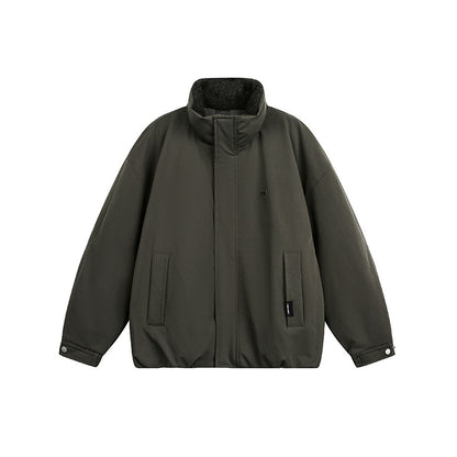 Men's Oversize Quilted Jacket with High Collar and Teddy Lining EVA-US