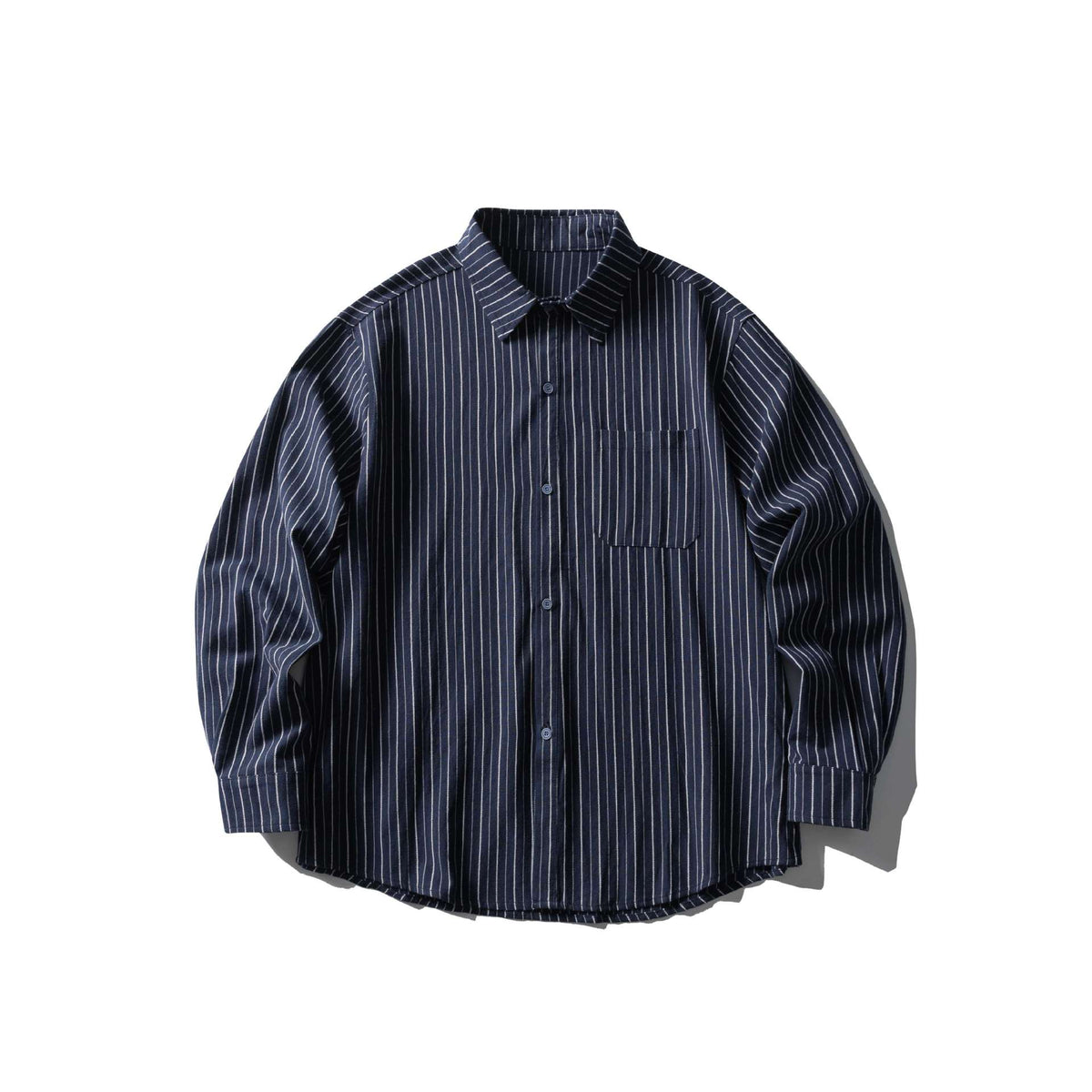 Unisex Oversize Longline Shirt with Pinstripes and Chest Pocket EVA-US