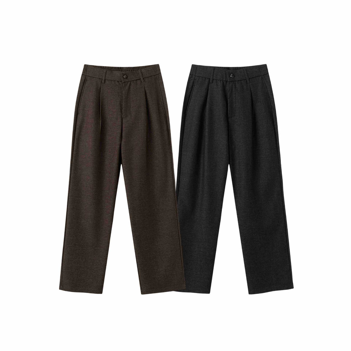 Women's high-waisted wide pleated trousers with elastic back EVA-US