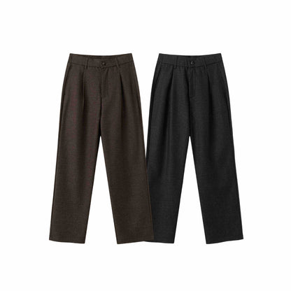 Women's high-waisted wide pleated trousers with elastic back EVA-US
