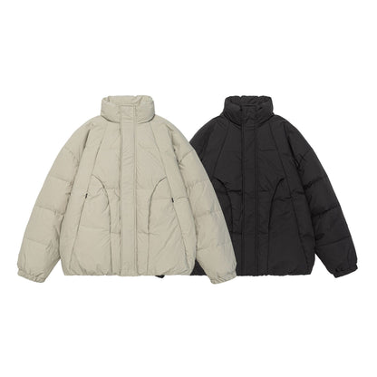 Women's Voluminous Padded Jacket with High Stand Collar and Windproof Front Flap EVA-US