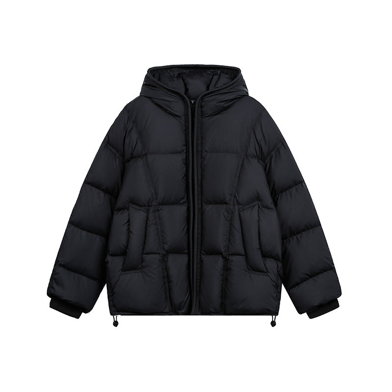 Women Short Padded Hooded Jacket with Drawstring and Zipper EVA-US