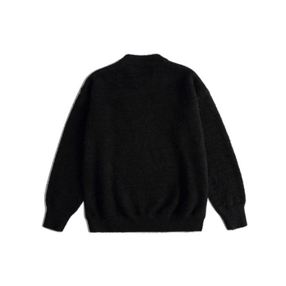 Women's Soft Sweater with Playful Cat Embroidery and Light Stand-up Collar EVA-US