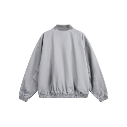 Unisex short-cut boxy bomber jacket made of cotton blend with zipper and elastic hem EVA-US