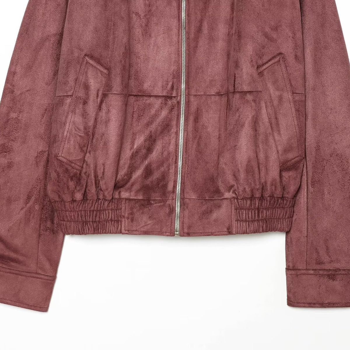 Ladies short jacket in bomber style made of suede look with high standing collar and kangaroo pockets EVA-US