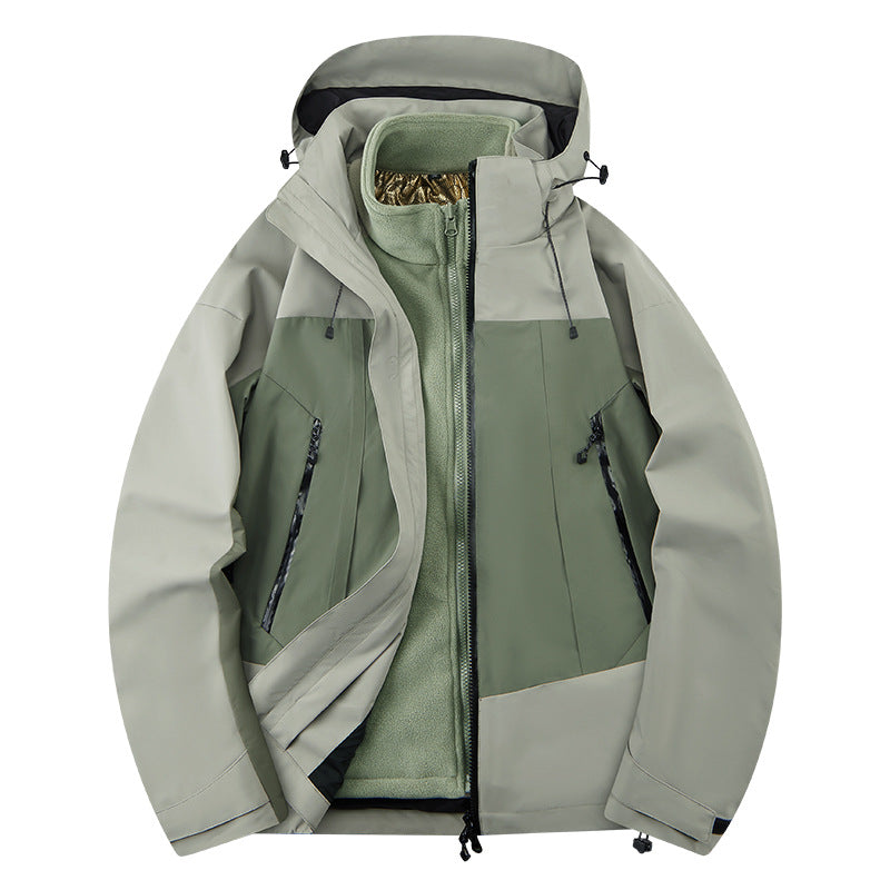 Unisex Softshell Outdoor Jacket with continuous fleece lining, adjustable hood, and water-repellent membrane EVA-US