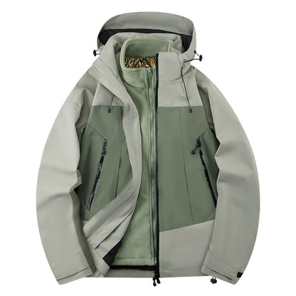 Unisex Softshell Outdoor Jacket with continuous fleece lining, adjustable hood, and water-repellent membrane EVA-US