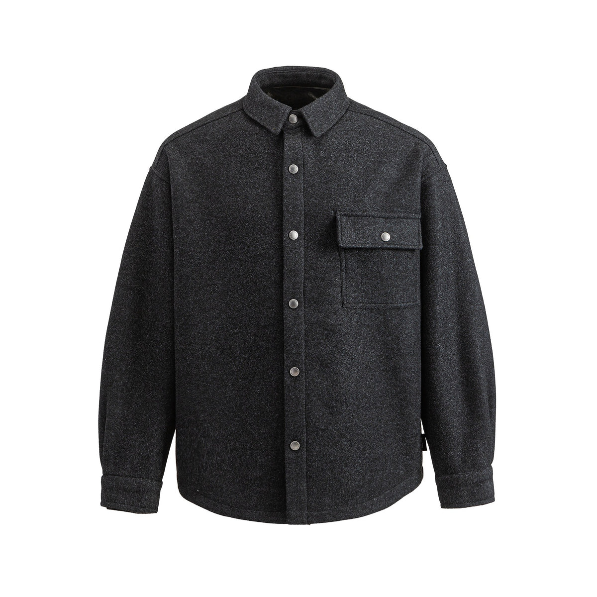 Men's Wool Blend Overshirt in Shirt Jacket Style with Snap Button Front and Flap Pocket EVA-US