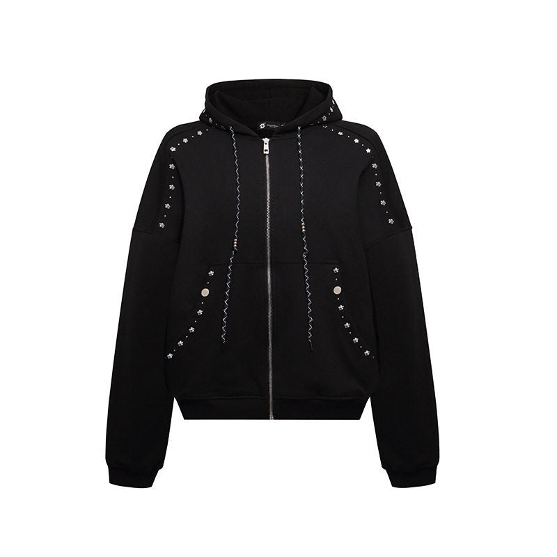 Women’s hooded zip jacket with stud trim and oversized fit EVA-US
