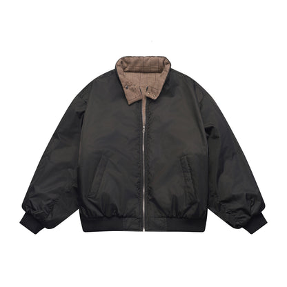 Unisex Boxy-Flight Jacket in Oversize Cut with Quilted Stand Collar Lining and Ribbed Cuffs EVA-US