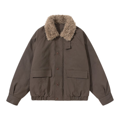 Unisex Boxy Isolation Blouson with removable faux fur shawl collar and cargo pockets EVA-US