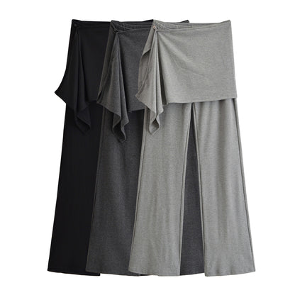 Ladies Palazzo Pants with Wrap Skirt Detail and Wide Leg EVA-US