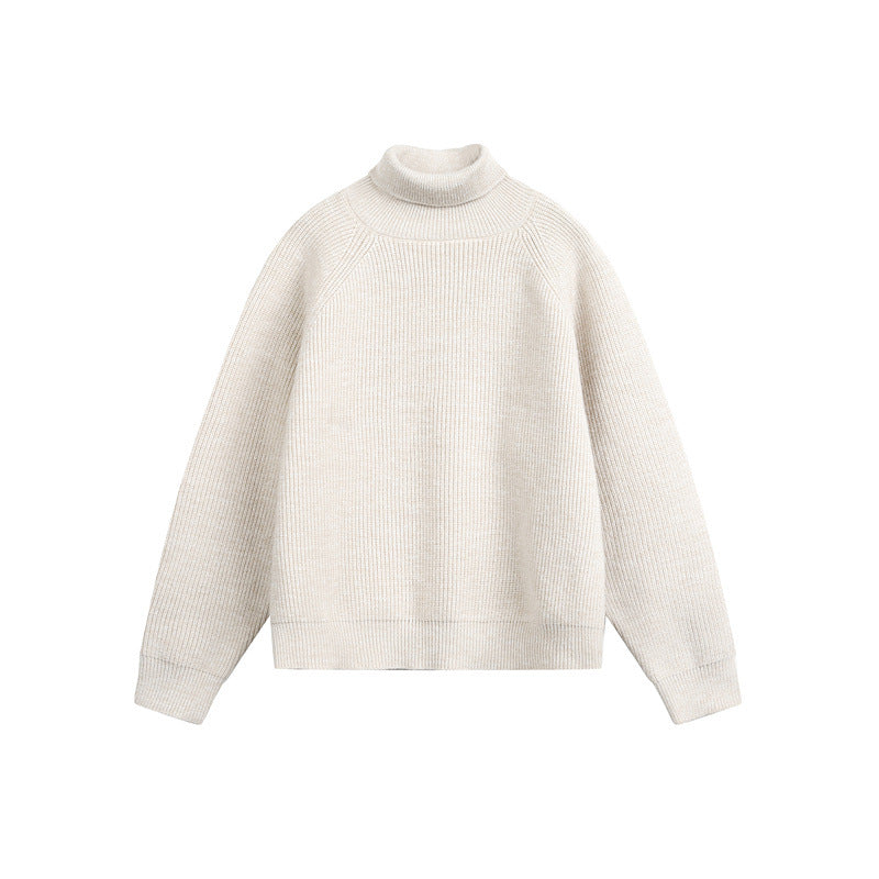 Unisex turtleneck sweater made of coarse ribbed knit with raglan sleeves and straight hem EVA-US