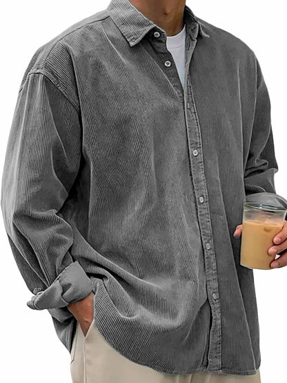 Men's casual cord shirt made of fine corduroy with oversized fit EVA-US