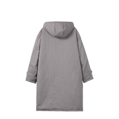 Women Long Padded Thermal Parka in Oversize Cut with Concealed Front Closure