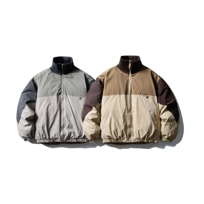 Men's Quilted Boxy Bomber with High Ribbed Collar and Elastic Hem EVA-US