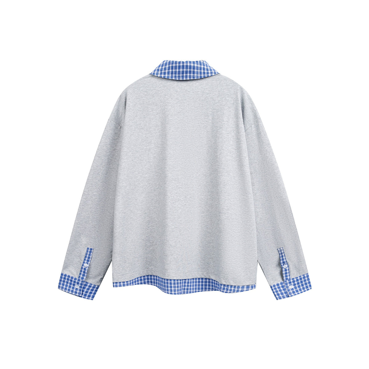 Unisex Loose-fitting sweatshirt with plaid collar and hem insert EVA-US