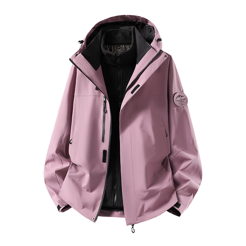 Men's two-layer softshell outdoor jacket with removable fleece lining and adjustable hood EVA-US