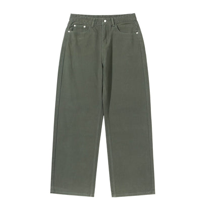 Women's Wide Cropped Pants with High Waist, Straight Leg, and Five-Pocket Design EVA-US