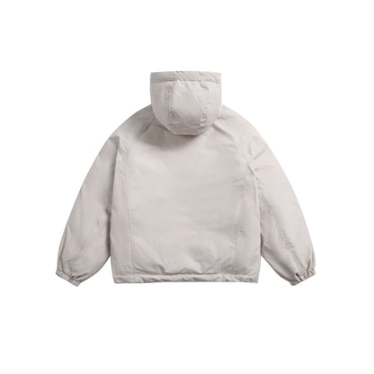 Unisex Short padded hooded jacket in boxy cut with elastic hem EVA-US