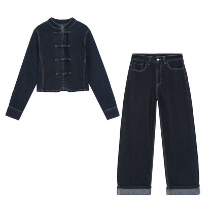 Women Highwaist Wide-Leg Jeans with Wide Leg and Turn-Up Hem EVA-US