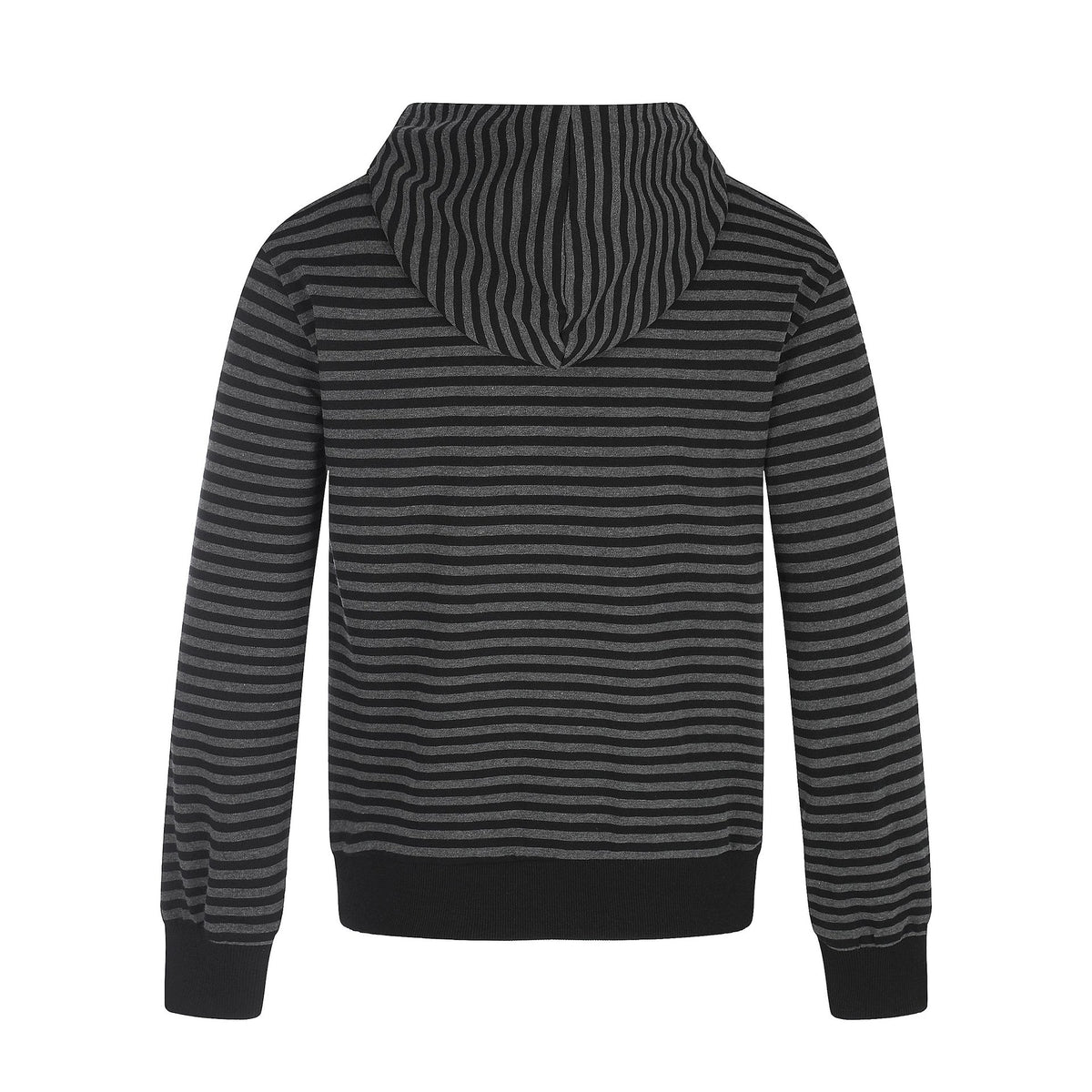 Men Striped Hooded Jacket with Double Button Look, Ribbed Cuffs and Cross Zipper EVA-US