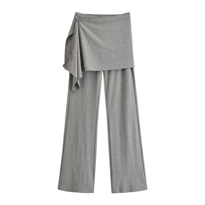 Ladies Palazzo Pants with Wrap Skirt Detail and Wide Leg EVA-US