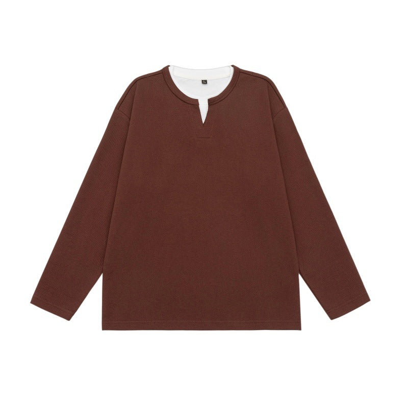 Unisex Oversized Sweatshirt with Notch Neckline and Contrasting Collar Insert EVA-US