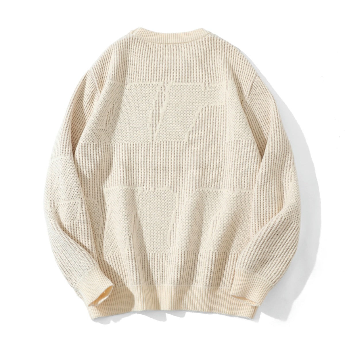 Unisex Structured Oversize Round Neck Sweater with Panel Knit EVA-US