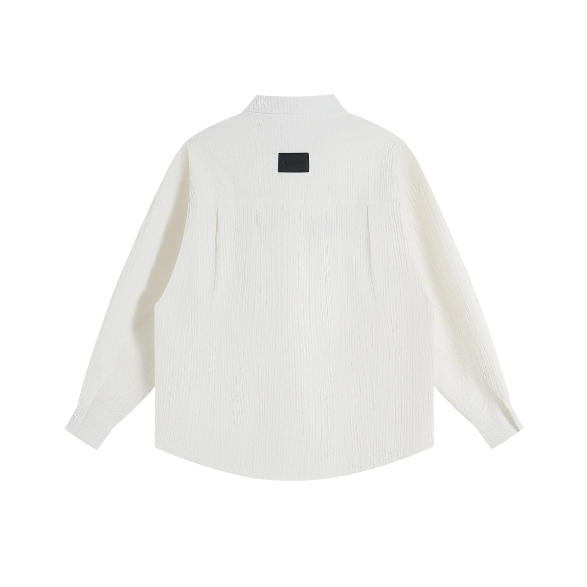Unisex Oversize Textured Shirt Jacket with Concealed Button Placket and Statement Embroidery EVA-US