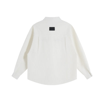 Unisex Oversize Textured Shirt Jacket with Concealed Button Placket and Statement Embroidery EVA-US