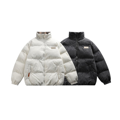 Unisex Boxy quilted short jacket with high funnel collar and teddy fleece look EVA-US