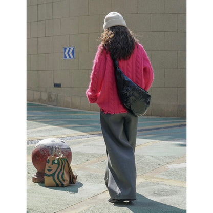 Women's Oversized Mohair-Optic Sweater with Fluffy Texture and Relaxed Silhouette EVA-US