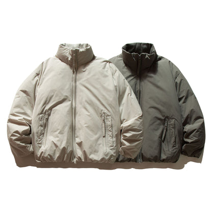 Unisex Short Cut Boxy Insulation Jacket with High Stand Collar and Zipper Pockets EVA-US