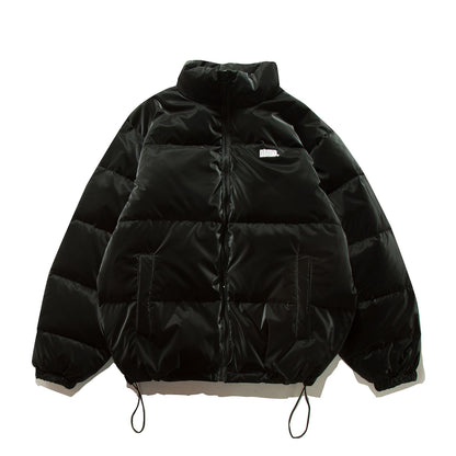 Unisex Short Oversized Quilted Puffer with High Stand-Up Collar and Drawstring EVA-US