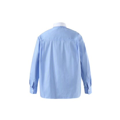 Women’s Oversize Stripe Shirt with Contrast Collar and Chest Pocket EVA-US