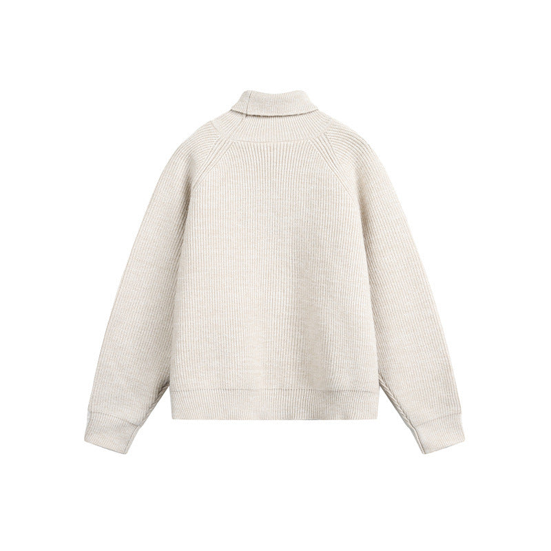 Unisex turtleneck sweater made of coarse ribbed knit with raglan sleeves and straight hem EVA-US