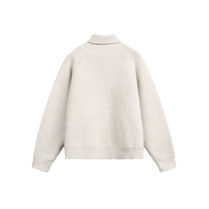 Unisex turtleneck sweater made of coarse ribbed knit with raglan sleeves and straight hem EVA-US