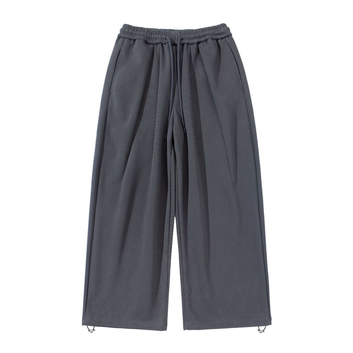 Unisex Wide Cropped Jogging Pants with Drawstring Waist, Side Pockets and Adjustable Hem