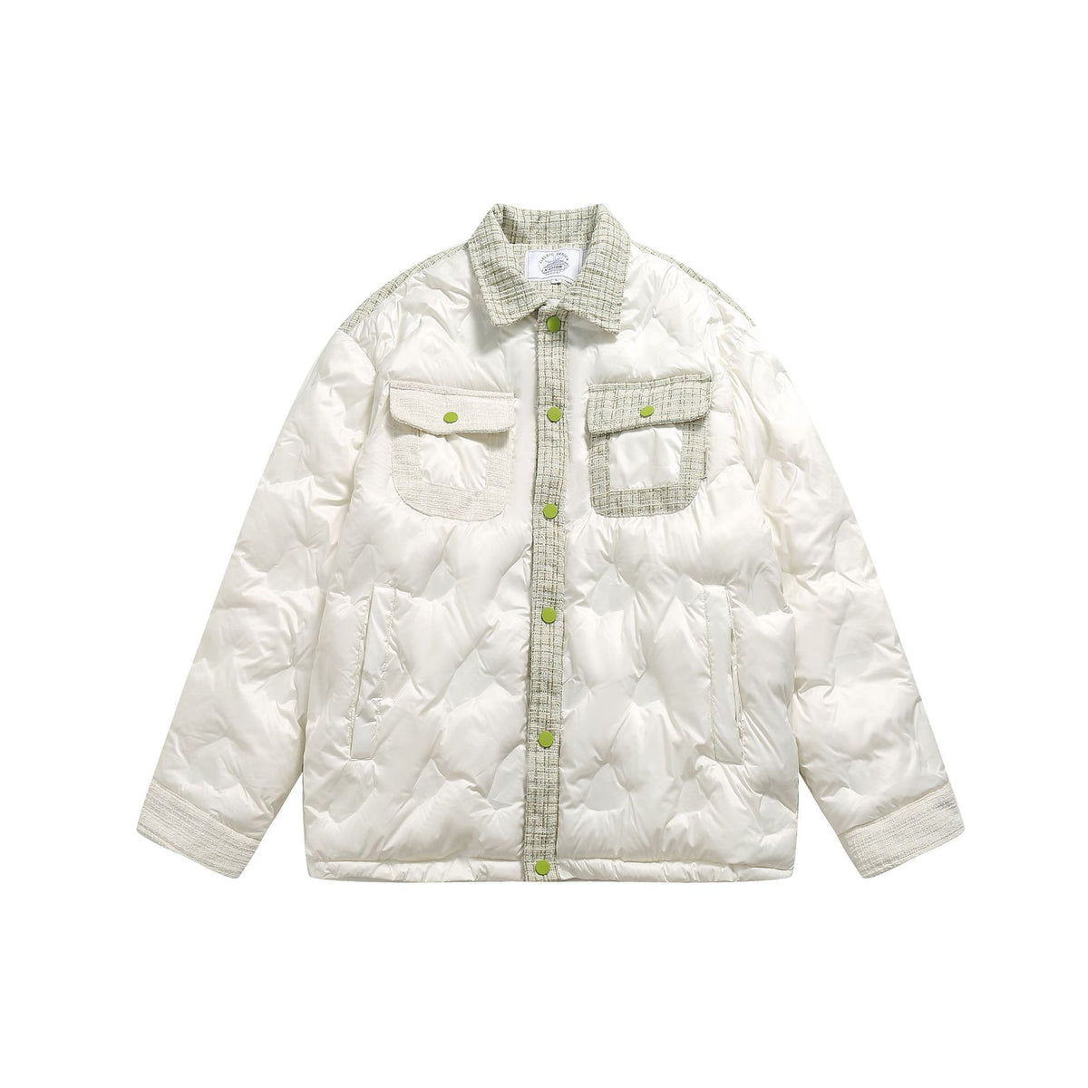 Women's quilted shirt jacket with tweed trim and flap pockets EVA-US
