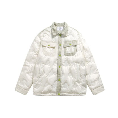 Women's quilted shirt jacket with tweed trim and flap pockets EVA-US