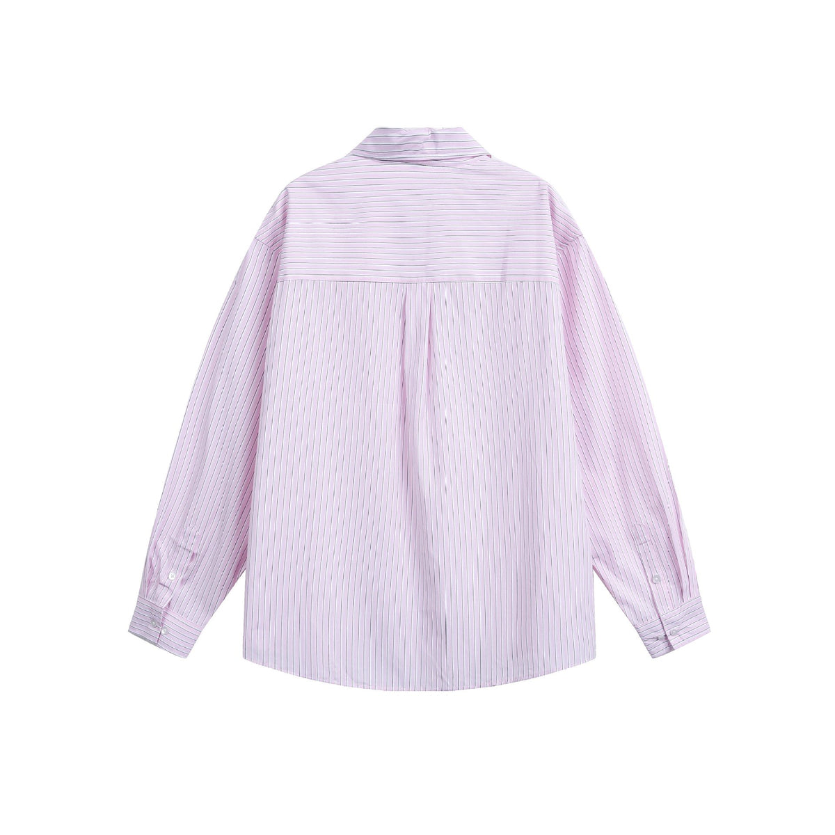 Women's oversized shirt blouse with fine stripes, Kent collar, and breast pocket EVA-US
