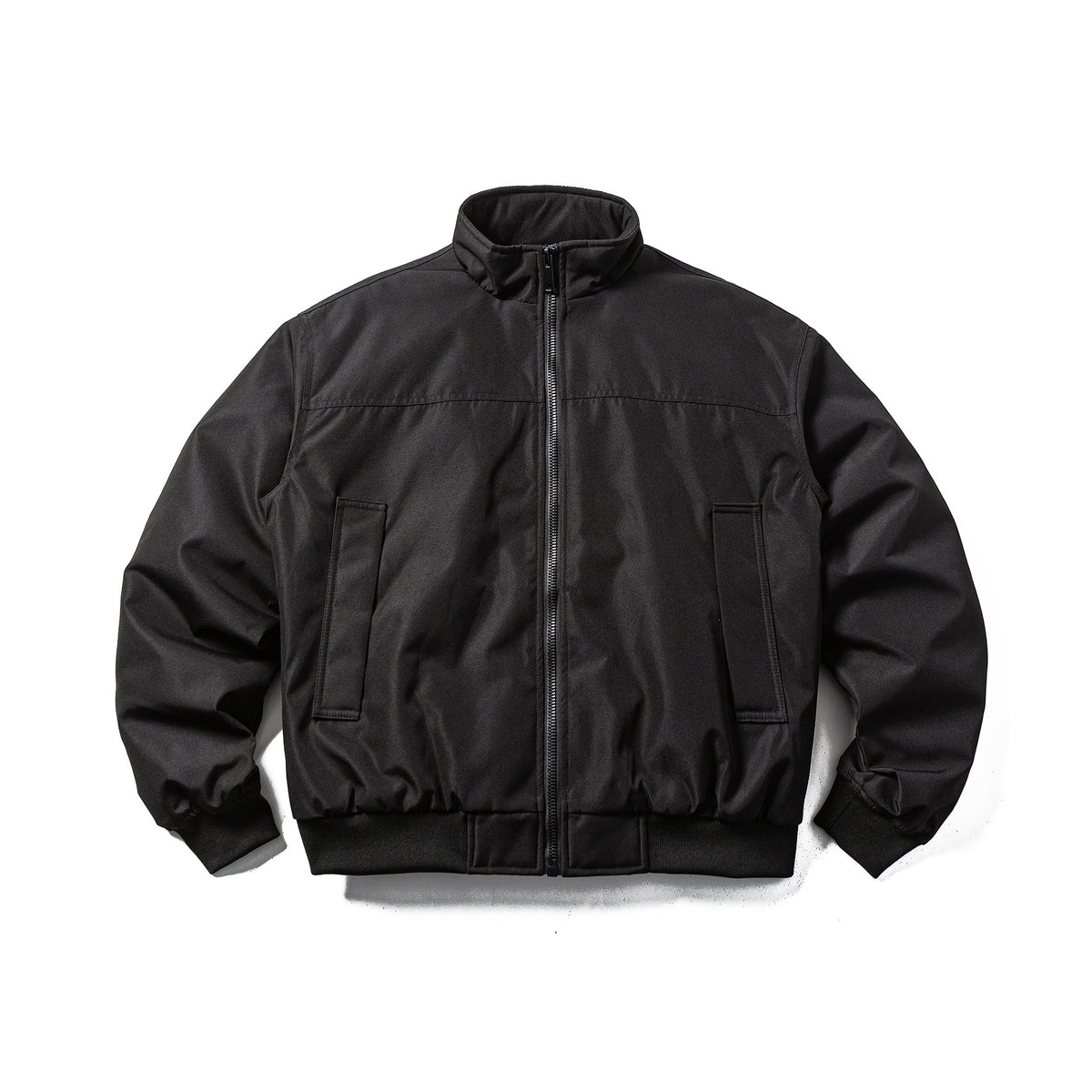 Men's Padded Bomber Jacket in Boxy Cut with High Stand-up Collar and Ribbed Hem EVA-US