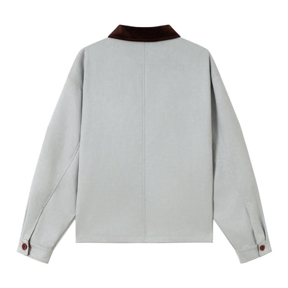 Men's short jacket made of suede look with cord collar and utility pockets EVA-US