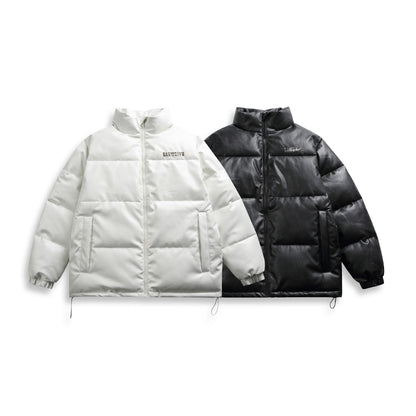 Unisex short-cut matte thermal puffer jacket with minimal seam construction and drawstring hem EVA-US