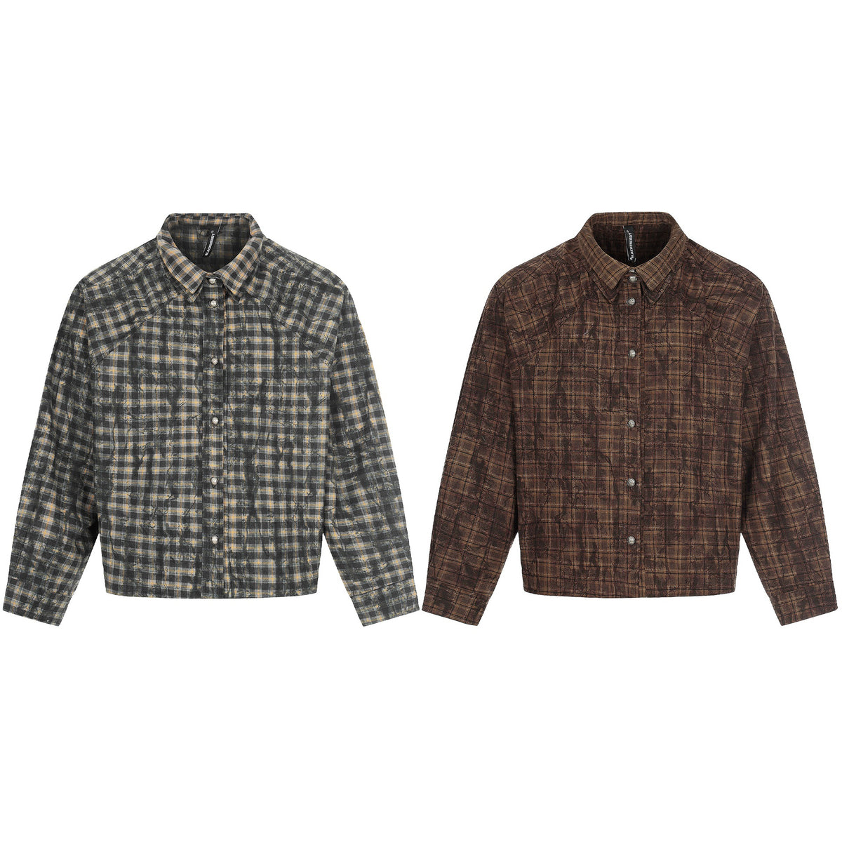 Men's Oversized Check Overshirt in Blouson Style with Distressed Finish EVA-US